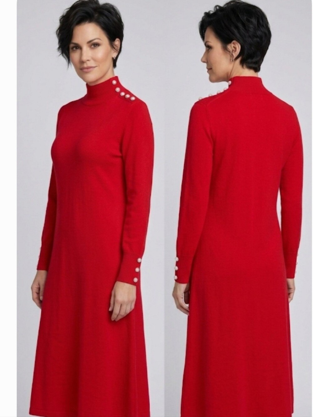 NINA LEONARD red sweater dress Large 14